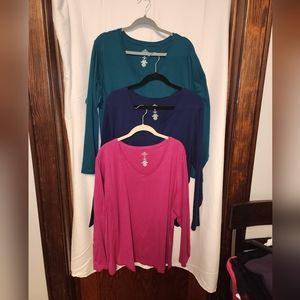 Plus size V Neck Long Sleeve T-Shirt bundle #three total tops size 3X